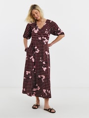 JD Williams Puff Sleeve Soft Touch Jersey Tea Dress - صورة 1 من 4