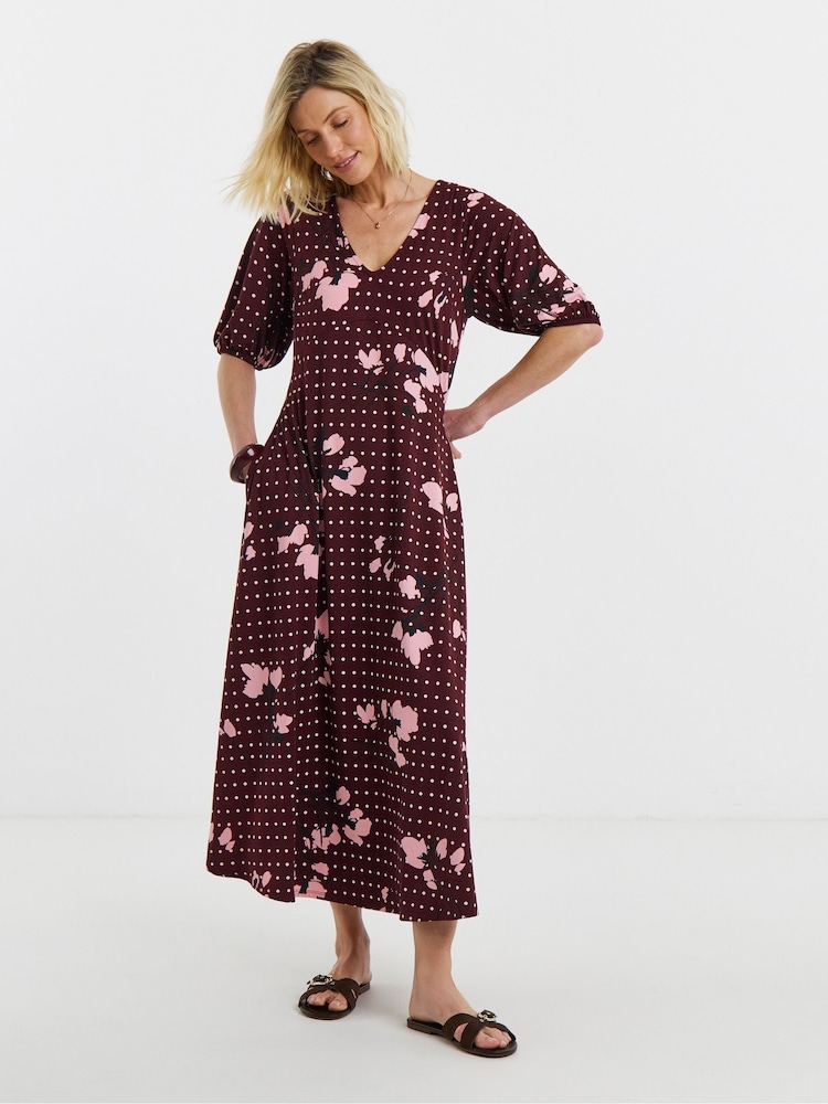 JD Williams Puff Sleeve Soft Touch Jersey Tea Dress - صورة 1 من 4