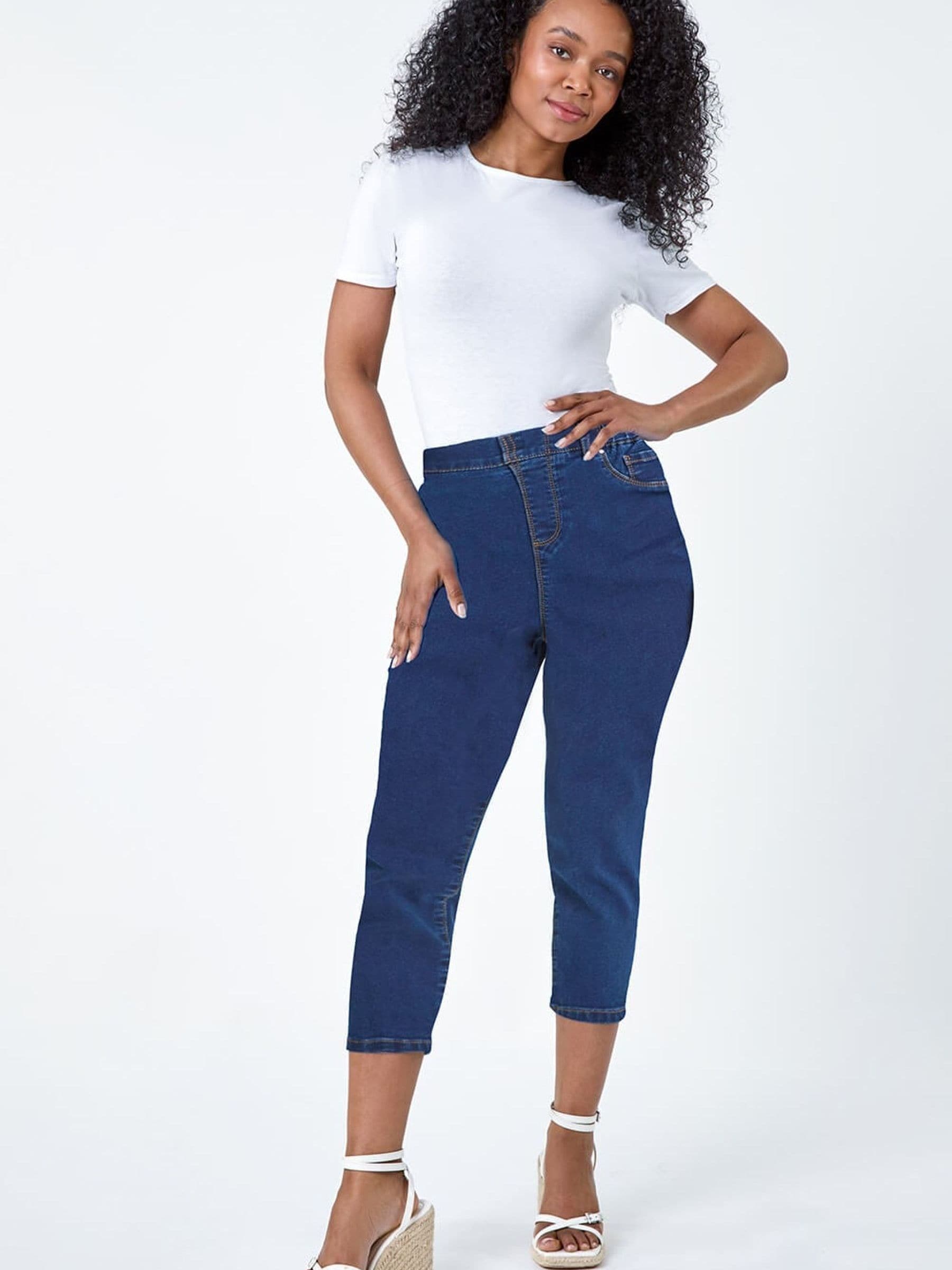 Roman Women's Indigo Petite Stretch Crop Denim Jegging Trouser In | : Size 8 - Image 5
