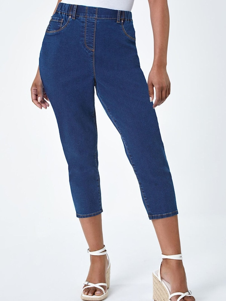 Roman Blue Petite Stretch Crop Denim Leggings - Image 2 of 3
