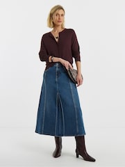 JD Williams Blue A Line Pocket Front Skirt - Image 1 of 4
