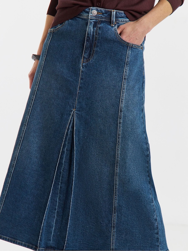JD Williams Blue A Line Pocket Front Skirt - Image 4 of 4 JD Williams Blue A Line Pocket Front Skirt - Image 4 of 4