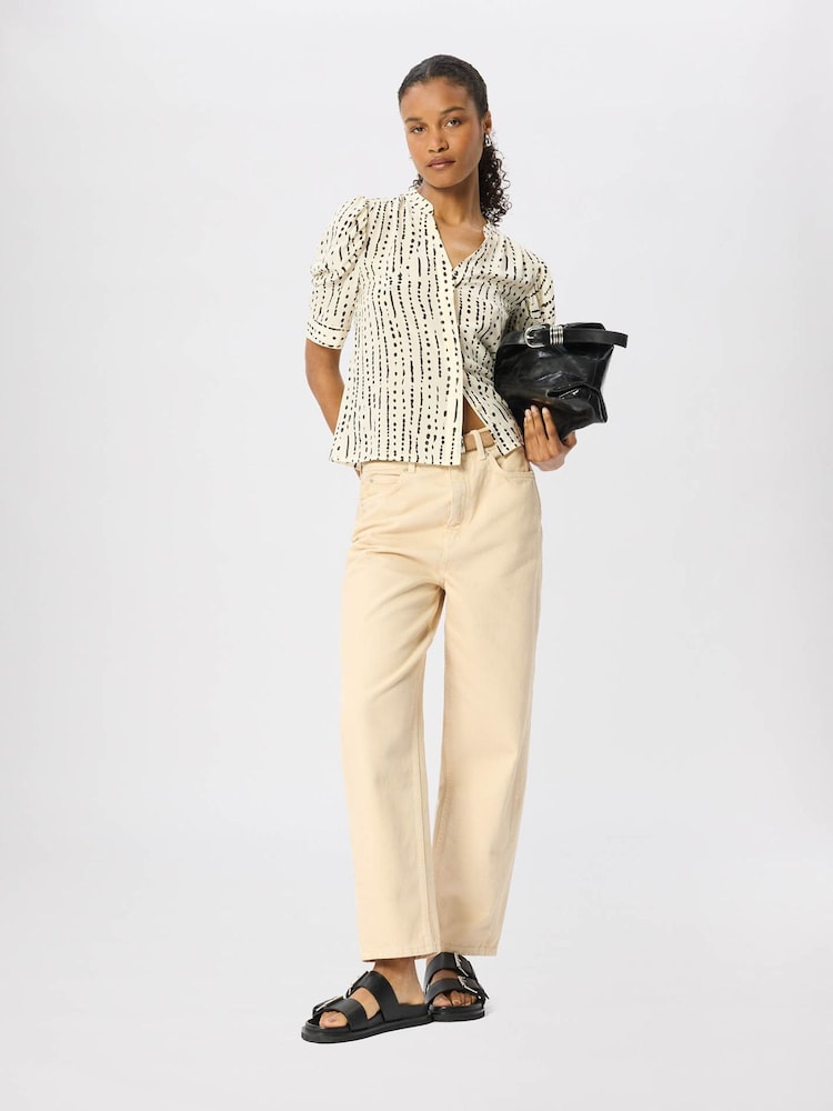 Whistles Cream Dashed Spot Gathered Blouse - Image 1 of 5