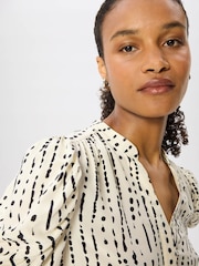 Whistles Cream Dashed Spot Gathered Blouse - Image 3 of 5