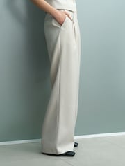 French Connection Cream Misha Suting Pleated Wide Leg Trousers - Image 3 of 6