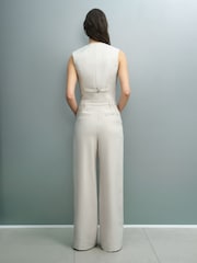 French Connection Cream Misha Suting Pleated Wide Leg Trousers - Image 4 of 6