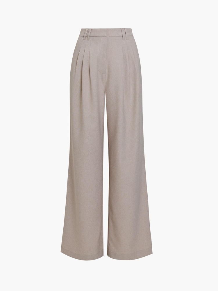 French Connection Cream Misha Suting Pleated Wide Leg Trousers - Image 6 of 6