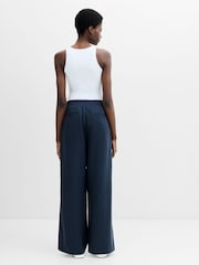 French Connection Blue Yassie Drawstring Barrel Leg Trousers - Image 2 of 6