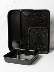 Masterclass Set of 4 Black Vitreous Enamel Non-Stick Cookware Set - Image 1 of 3