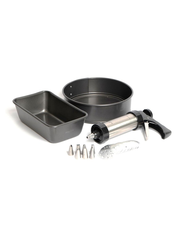 Masterclass Grey Baking Set with 2 Tins with Biscuit and Icing Gun - Image 3 of 3 Masterclass Grey Baking Set with 2 Tins with Biscuit and Icing Gun - Image 3 of 3