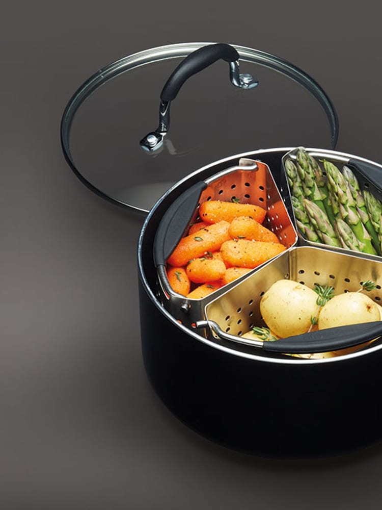Masterclass Set of 4 Black Saucepan with 3 Divider Baskets - Image 2 of 3 Masterclass Set of 4 Black Saucepan with 3 Divider Baskets - Image 2 of 3