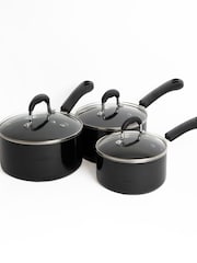 Masterclass Set of 3 Heavy Duty Non-Stick Aluminium Saucepans - 3şəkildən 3 şəkil