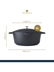 Masterclass Black Oval Cast Aluminium Casserole Dish with Handle Cover - Image 4 of 6