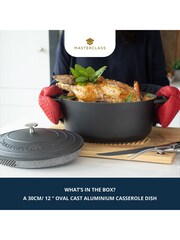 Masterclass Black Oval Cast Aluminium Casserole Dish with Handle Cover - Image 5 of 6