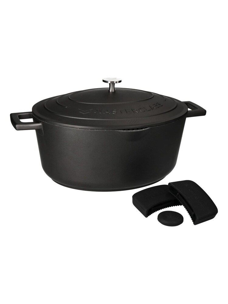 Masterclass Black Oval Cast Aluminium Casserole Dish with Handle Cover - Image 6 of 6 Masterclass Black Oval Cast Aluminium Casserole Dish with Handle Cover - Image 6 of 6