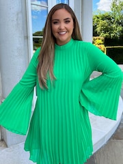 In The Style Green Jac Jossa Long Sleeve Pleated Dress - Image 1 of 5