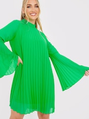 In The Style Green Jac Jossa Long Sleeve Pleated Dress - Image 3 of 5