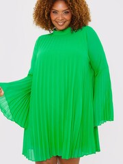 In The Style Green Jac Jossa Long Sleeve Pleated Dress - Image 4 of 5