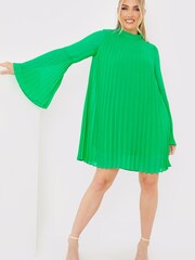 In The Style Green Jac Jossa Long Sleeve Pleated Dress - Image 5 of 5