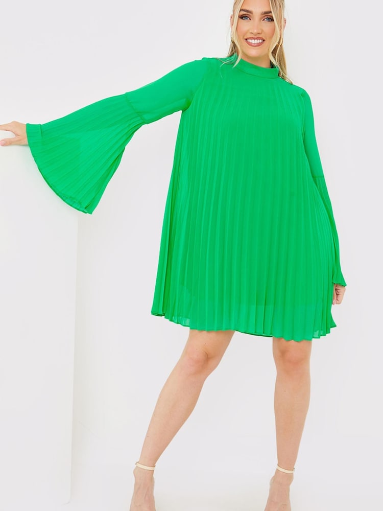 In The Style Green Jac Jossa Long Sleeve Pleated Dress - Image 5 of 5