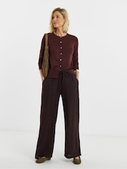 JD Williams Brown Crew Neck Cardigan - Image 1 of 4