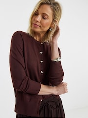 JD Williams Brown Crew Neck Cardigan - Image 3 of 4