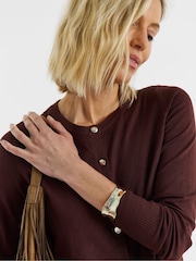 JD Williams Brown Crew Neck Cardigan - Image 4 of 4