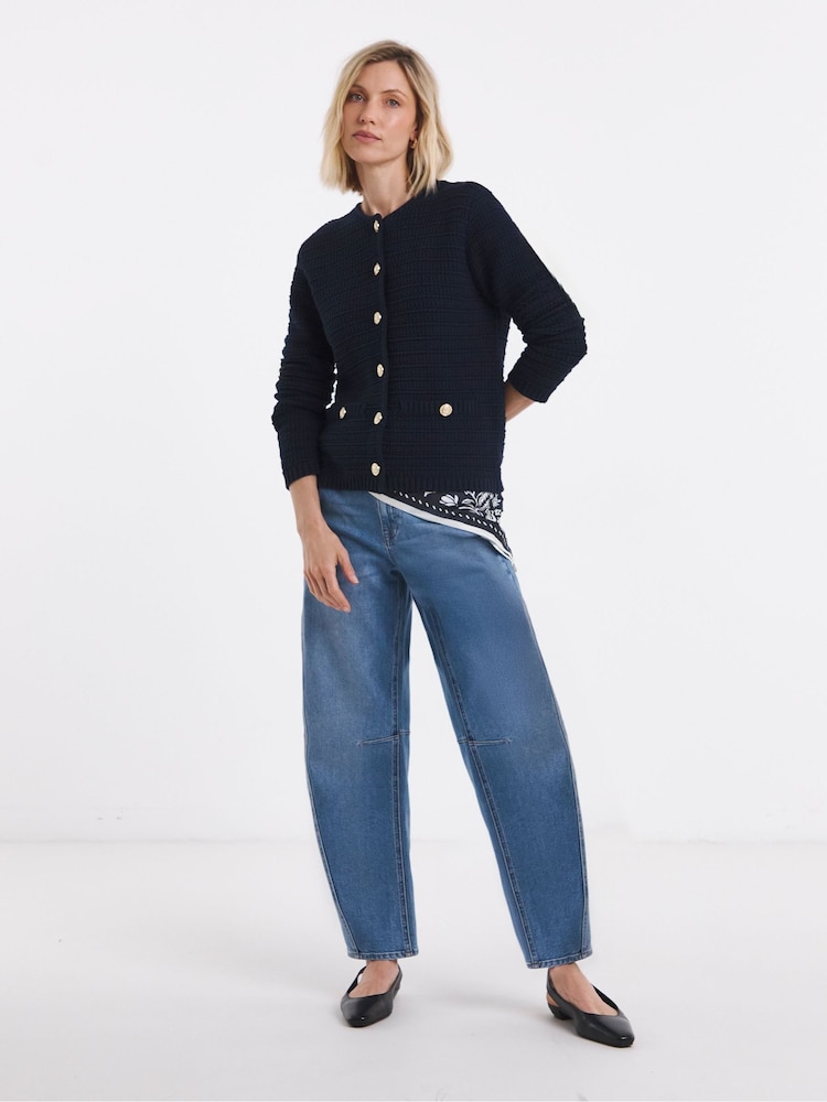 JD Williams Blue Stitch Detail Long Sleeve Cardigan - Image 1 of 4 JD Williams Blue Stitch Detail Long Sleeve Cardigan - Image 1 of 4