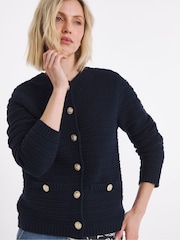 JD Williams Blue Stitch Detail Long Sleeve Cardigan - Image 3 of 4