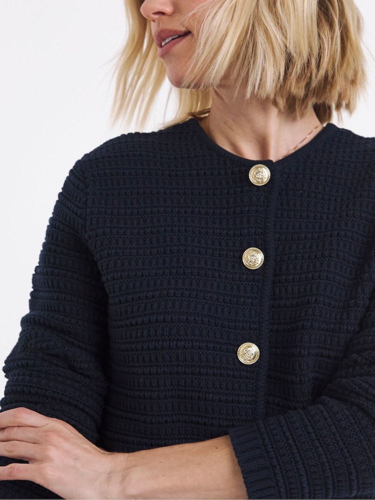 JD Williams Blue Stitch Detail Long Sleeve Cardigan - Image 4 of 4 JD Williams Blue Stitch Detail Long Sleeve Cardigan - Image 4 of 4