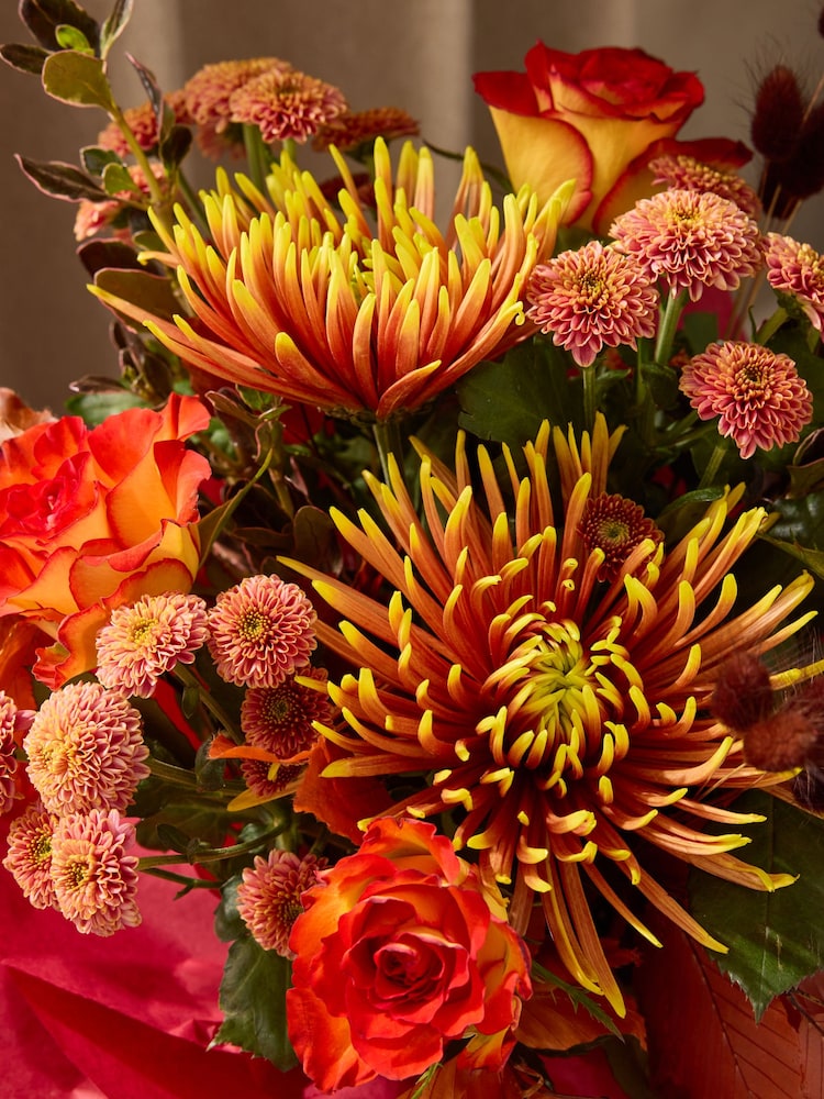 Autumn Rose and Chrysanthemum Flower Gift Bag - Image 2 of 4