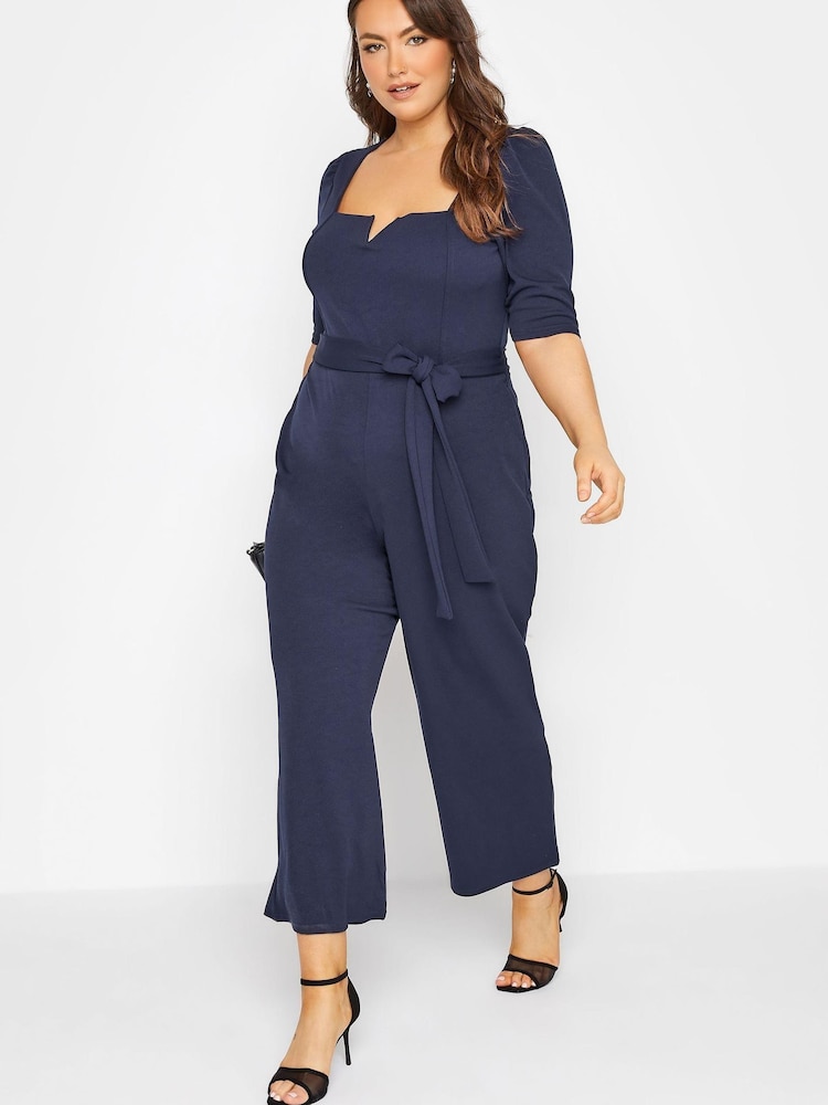Yours Curve Blue London Notch Neck Jumpsuit - Image 2 of 4