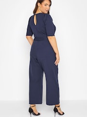 Yours Curve Blue London Notch Neck Jumpsuit - Image 3 of 4