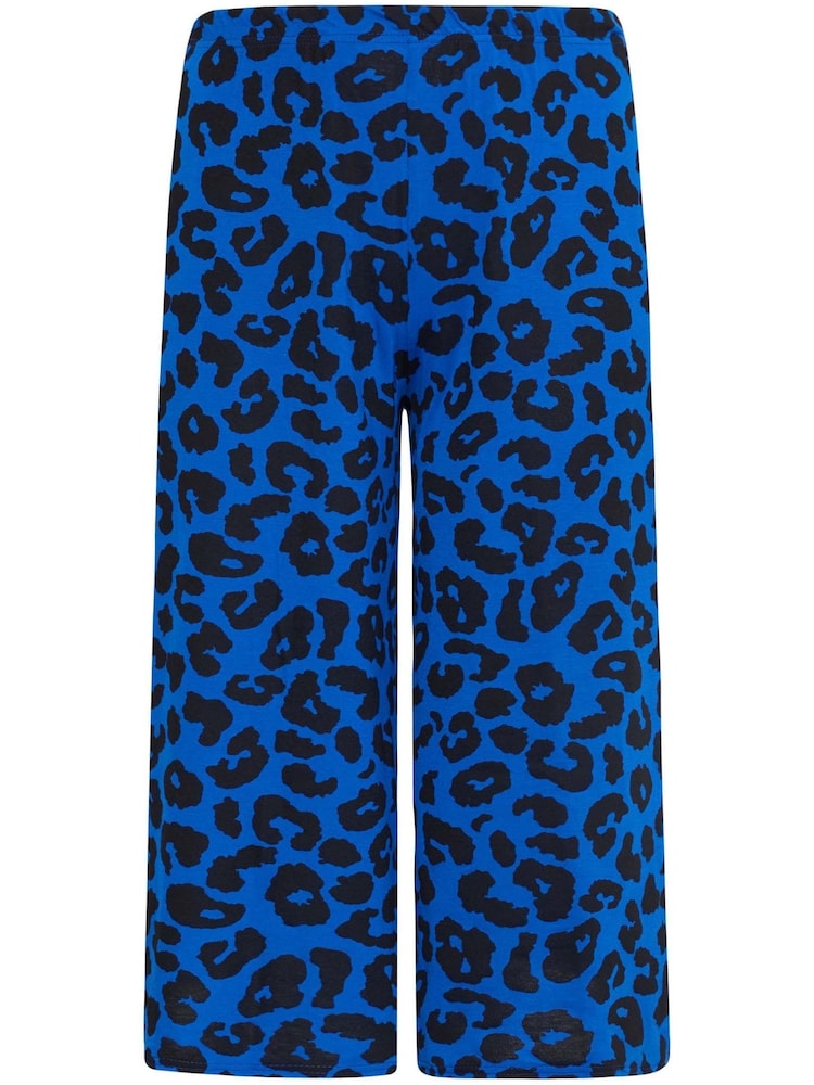 Yours Curve Blue Leopard Midaxi Culotte - Image 4 of 4