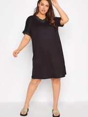 Yours Curve Black Contrast Trim Dress - Image 2 of 4