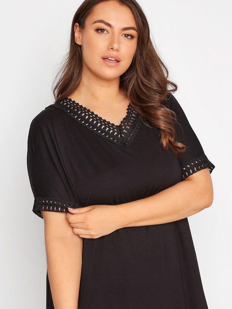 Yours Curve Black Contrast Trim Dress - Image 4 of 4