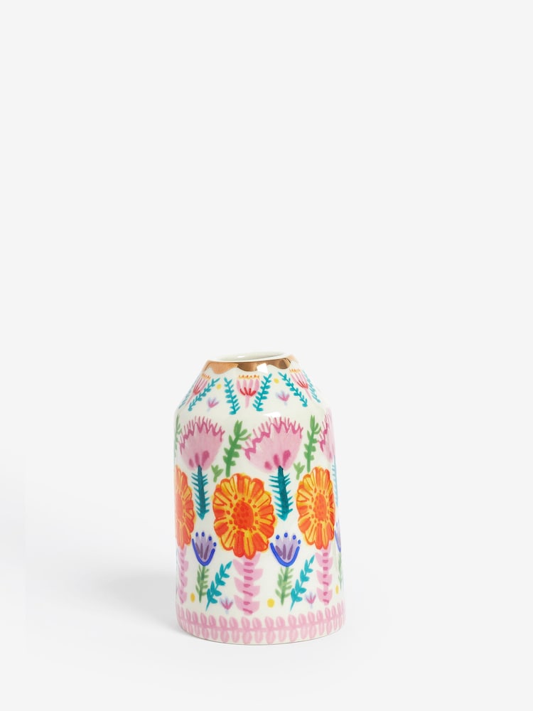 Lucy Tiffney Set of 2 Floral Ceramic Mini Vases - Image 3 of 5