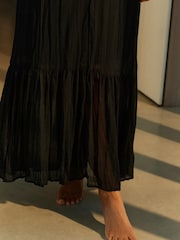 Black Rochelle Plaited Midi Summer Dress - Image 5 of 6