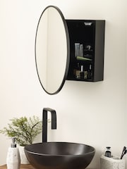 Black Round Mirrored Wall Cabinet - Image 2 of 6