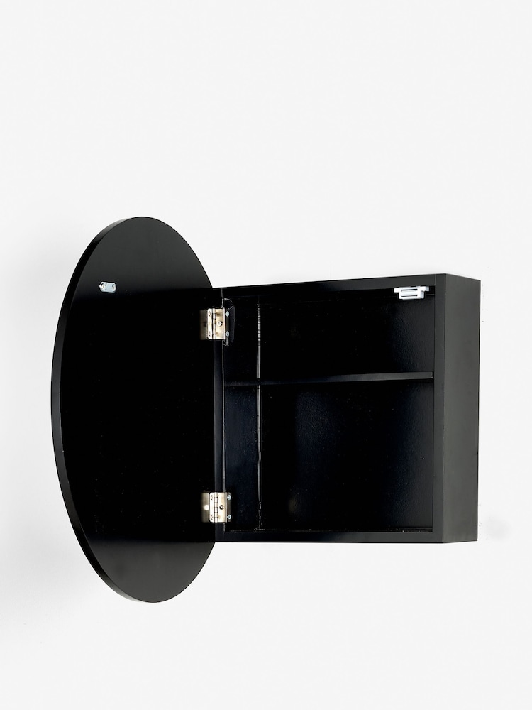 Black Round Mirrored Wall Cabinet - Image 6 of 6
