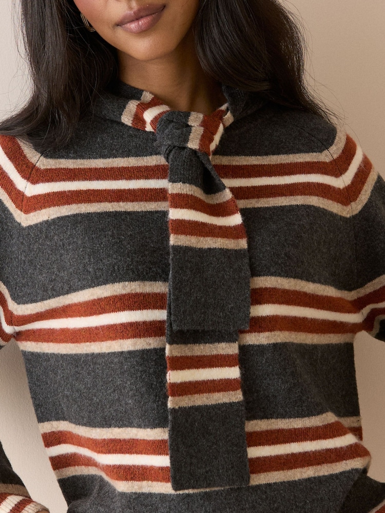 Nobodys Child White Removable Hood Stripe Jumper - Image 6 of 6