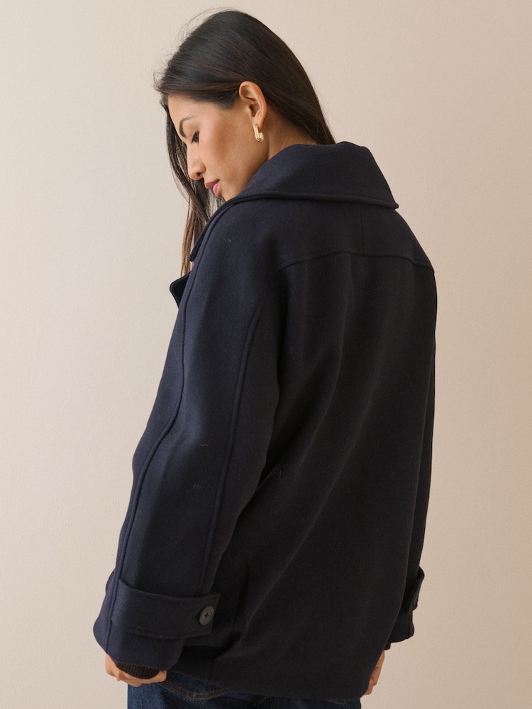 Nobodys Child Blue Bimla Short Pea Coat - Image 2 of 5 Nobodys Child Blue Bimla Short Pea Coat - Image 2 of 5