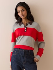Nobodys Child Red Full Needle Knit Polo Shirt - Image 2 of 5