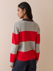 Nobodys Child Red Full Needle Knit Polo Shirt - Image 3 of 5