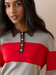 Nobodys Child Red Full Needle Knit Polo Shirt - Image 4 of 5