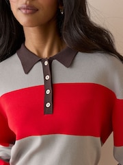 Nobodys Child Red Full Needle Knit Polo Shirt - Image 5 of 5