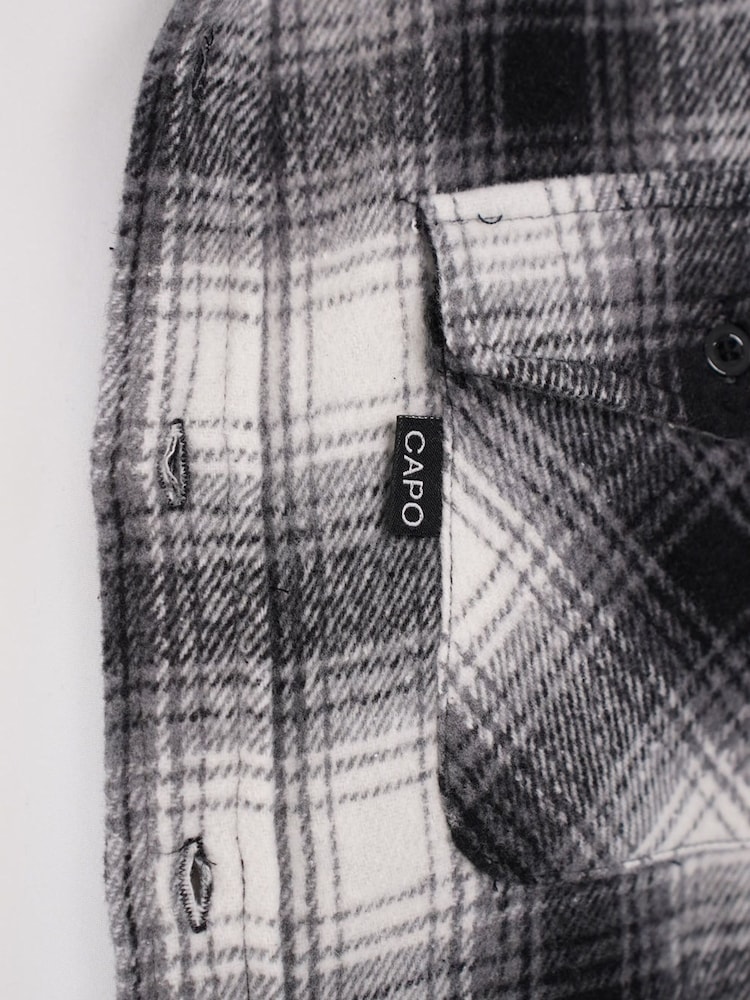 CAPO Black Flannel Overshirt - Image 5 of 5 CAPO Black Flannel Overshirt - Image 5 of 5
