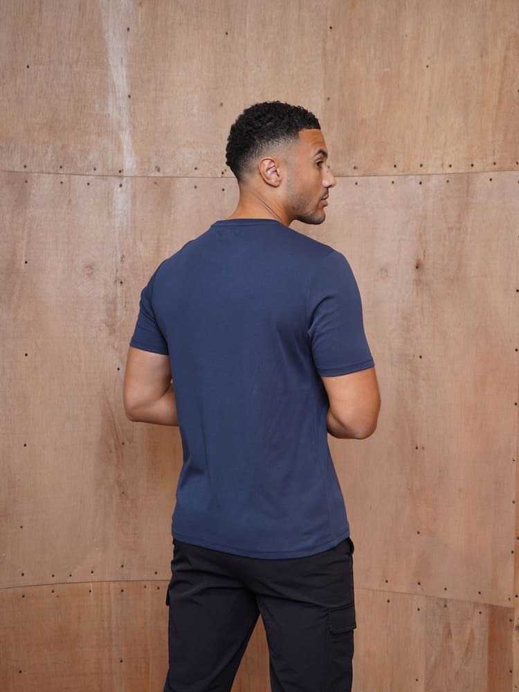 CAPO Blue Mercerised Stripe Colour Block T-Shirt - Image 2 of 6 CAPO Blue Mercerised Stripe Colour Block T-Shirt - Image 2 of 6