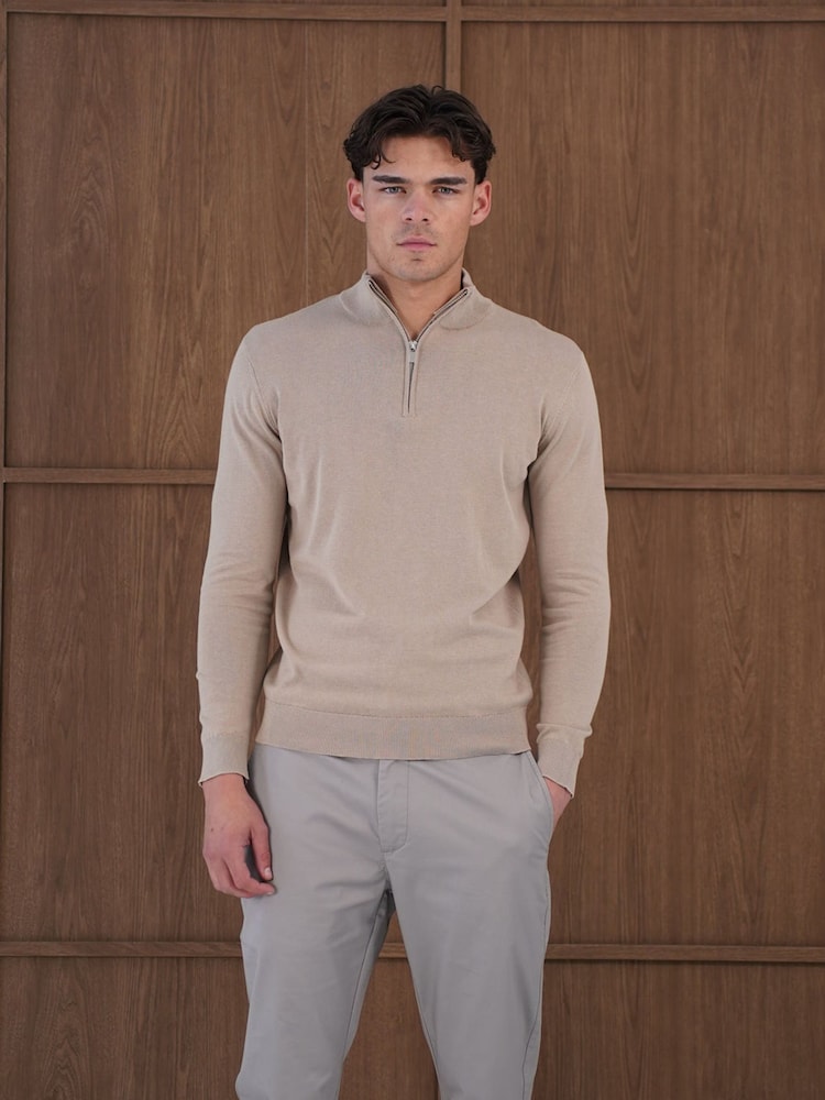 CAPO Egyptian Cotton 1/4 Zip Sweat Top - Attēls 1 no 5