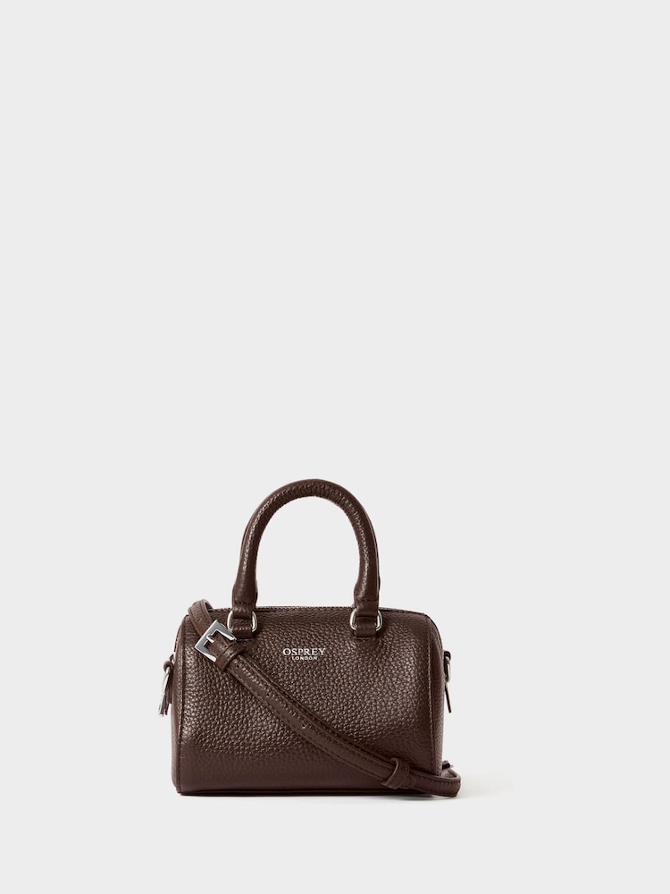 Osprey London Brown The Madison Mini Leather Barrel Bag - Image 1 of 6 Osprey London Brown The Madison Mini Leather Barrel Bag - Image 1 of 6